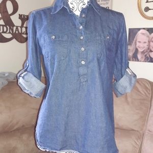 New York & Co Pullover Chambray Top